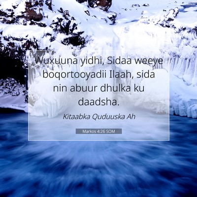 Picture 07 - Markos 4:26 SOM - Wuxuuna yidhi, Sidaa weeye boqortooyadii Ilaah, - Bible Verse Picture