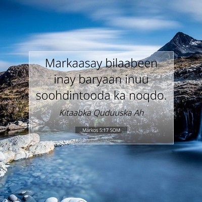 Picture 07 - Markos 5:17 SOM - Markaasay bilaabeen inay baryaan inuu - Bible Verse Picture