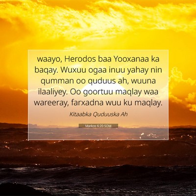 Picture 07 - Markos 6:20 SOM - waayo, Herodos baa Yooxanaa ka baqay. Wuxuu ogaa - Bible Verse Picture