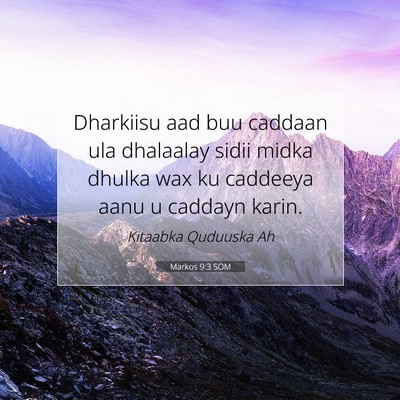 Picture 07 - Markos 9:3 SOM - Dharkiisu aad buu caddaan ula dhalaalay sidii - Bible Verse Picture
