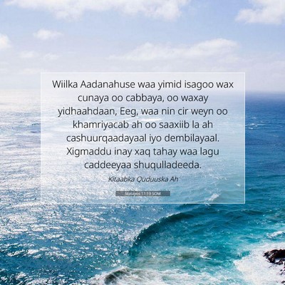 Picture 07 - Matayos 11:19 SOM - Wiilka Aadanahuse waa yimid isagoo wax cunaya oo - Bible Verse Picture