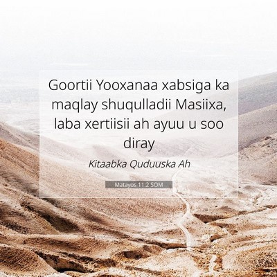 Picture 07 - Matayos 11:2 SOM - Goortii Yooxanaa xabsiga ka maqlay shuqulladii - Bible Verse Picture