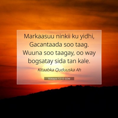 Picture 07 - Matayos 12:13 SOM - Markaasuu ninkii ku yidhi, Gacantaada soo taag. - Bible Verse Picture