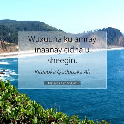 Picture 07 - Matayos 12:16 SOM - Wuxuuna ku amray inaanay cidna u - Bible Verse Picture