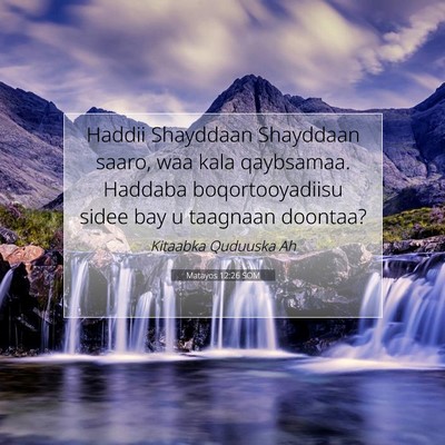 Picture 07 - Matayos 12:26 SOM - Haddii Shayddaan Shayddaan saaro, waa kala - Bible Verse Picture