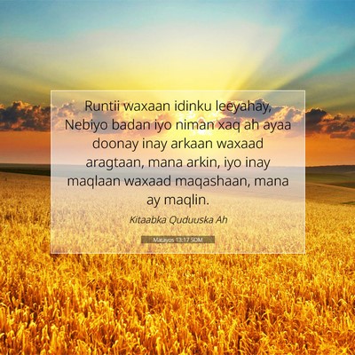 Picture 07 - Matayos 13:17 SOM - Runtii waxaan idinku leeyahay, Nebiyo badan iyo - Bible Verse Picture