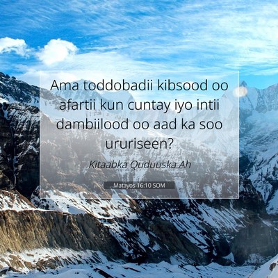 Picture 07 - Matayos 16:10 SOM - Ama toddobadii kibsood oo afartii kun cuntay iyo - Bible Verse Picture