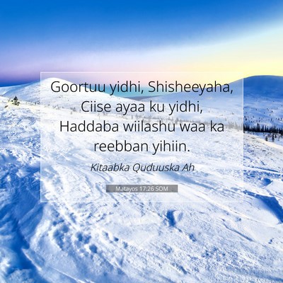 Picture 07 - Matayos 17:26 SOM - Goortuu yidhi, Shisheeyaha, Ciise ayaa ku yidhi, - Bible Verse Picture