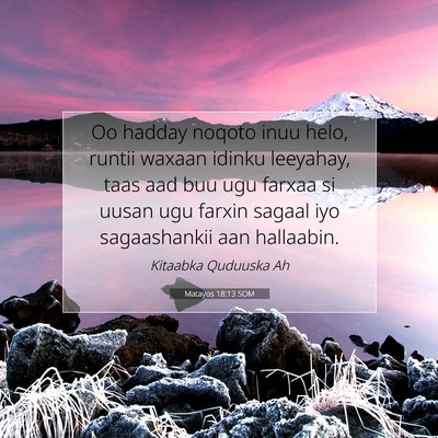 Picture 07 - Matayos 18:13 SOM - Oo hadday noqoto inuu helo, runtii waxaan idinku - Bible Verse Picture