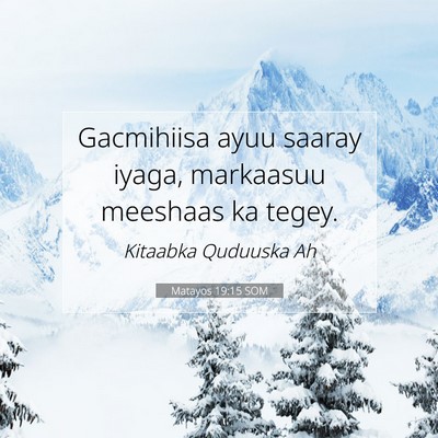 Picture 07 - Matayos 19:15 SOM - Gacmihiisa ayuu saaray iyaga, markaasuu meeshaas - Bible Verse Picture