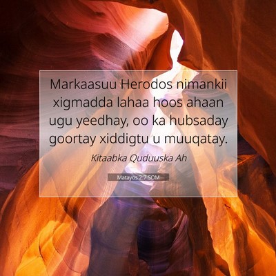 Picture 07 - Matayos 2:7 SOM - Markaasuu Herodos nimankii xigmadda lahaa hoos - Bible Verse Picture