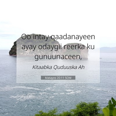 Picture 07 - Matayos 20:11 SOM - Oo intay qaadanayeen ayay odaygii reerka ku - Bible Verse Picture