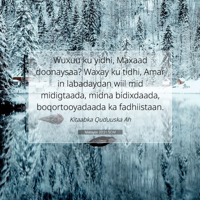 Picture 07 - Matayos 20:21 SOM - Wuxuu ku yidhi, Maxaad doonaysaa? Waxay ku tidhi, - Bible Verse Picture