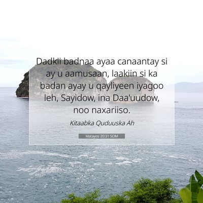 Picture 07 - Matayos 20:31 SOM - Dadkii badnaa ayaa canaantay si ay u aamusaan, - Bible Verse Picture