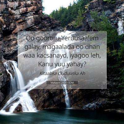 Picture 07 - Matayos 21:10 SOM - Oo goortuu Yeruusaalem galay, magaalada oo dhan - Bible Verse Picture