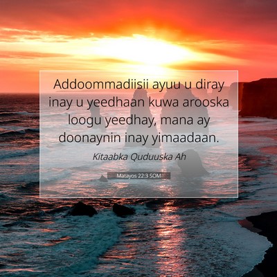 Picture 07 - Matayos 22:3 SOM - Addoommadiisii ayuu u diray inay u yeedhaan kuwa - Bible Verse Picture