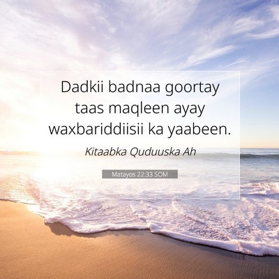 Picture 07 - Matayos 22:33 SOM - Dadkii badnaa goortay taas maqleen ayay - Bible Verse Picture