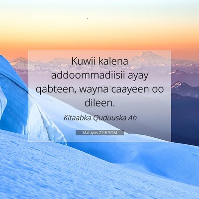 Picture 07 - Matayos 22:6 SOM - Kuwii kalena addoommadiisii ayay qabteen, wayna - Bible Verse Picture