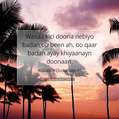 Picture 07 - Matayos 24:11 SOM - Waxaa kici doona nebiyo badan oo been ah, oo qaar - Bible Verse Picture