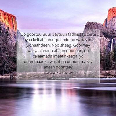 Picture 07 - Matayos 24:3 SOM - Oo goortuu Buur Saytuun fadhiistay, xertii ayaa - Bible Verse Picture