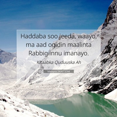 Picture 07 - Matayos 24:42 SOM - Haddaba soo jeeda, waayo, ma aad ogidin maalinta - Bible Verse Picture