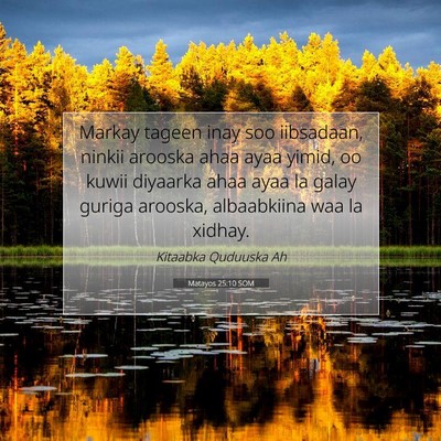 Picture 07 - Matayos 25:10 SOM - Markay tageen inay soo iibsadaan, ninkii arooska - Bible Verse Picture