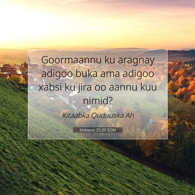 Picture 07 - Matayos 25:39 SOM - Goormaannu ku aragnay adigoo buka ama adigoo - Bible Verse Picture
