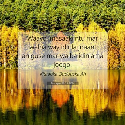 Picture 07 - Matayos 26:11 SOM - Waayo, masaakiintu mar walba way idinla jiraan, - Bible Verse Picture