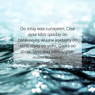 Picture 07 - Matayos 26:26 SOM - Oo intay wax cunayeen, Ciise ayaa kibis qaaday oo - Bible Verse Picture