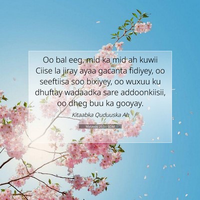 Picture 07 - Matayos 26:51 SOM - Oo bal eeg, mid ka mid ah kuwii Ciise la jiray - Bible Verse Picture