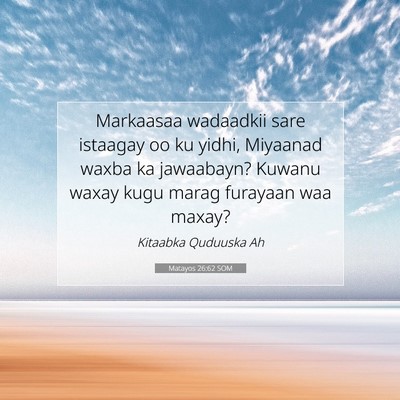 Picture 07 - Matayos 26:62 SOM - Markaasaa wadaadkii sare istaagay oo ku yidhi, - Bible Verse Picture