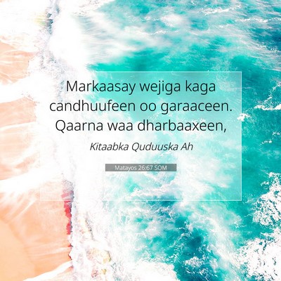 Picture 07 - Matayos 26:67 SOM - Markaasay wejiga kaga candhuufeen oo garaaceen. - Bible Verse Picture