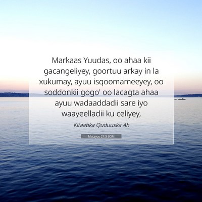 Picture 07 - Matayos 27:3 SOM - Markaas Yuudas, oo ahaa kii gacangeliyey, goortuu - Bible Verse Picture