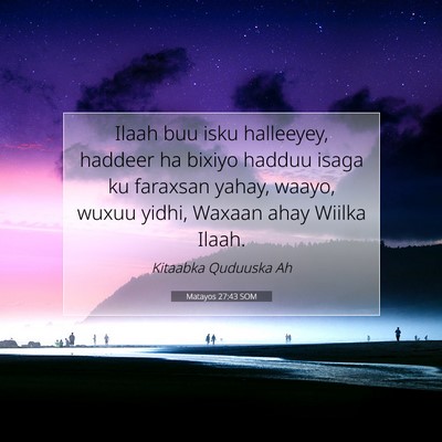 Picture 07 - Matayos 27:43 SOM - Ilaah buu isku halleeyey, haddeer ha bixiyo - Bible Verse Picture