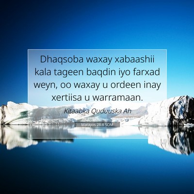 Picture 07 - Matayos 28:8 SOM - Dhaqsoba waxay xabaashii kala tageen baqdin iyo - Bible Verse Picture