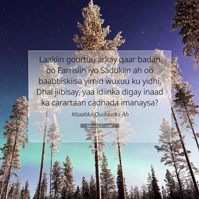 Picture 07 - Matayos 3:7 SOM - Laakiin goortuu arkay qaar badan oo Farrisiin iyo - Bible Verse Picture