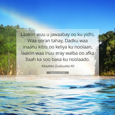 Picture 07 - Matayos 4:4 SOM - Laakiin wuu u jawaabay oo ku yidhi, Waa qoran - Bible Verse Picture