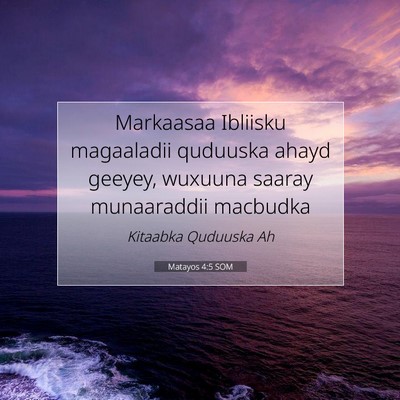 Picture 07 - Matayos 4:5 SOM - Markaasaa Ibliisku magaaladii quduuska ahayd - Bible Verse Picture