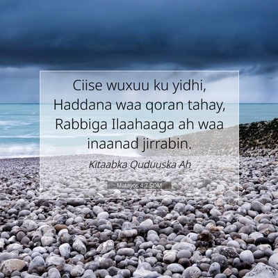 Picture 07 - Matayos 4:7 SOM - Ciise wuxuu ku yidhi, Haddana waa qoran tahay, - Bible Verse Picture