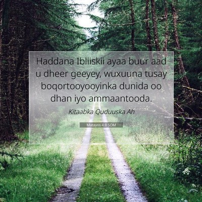 Picture 07 - Matayos 4:8 SOM - Haddana Ibliiskii ayaa buur aad u dheer geeyey, - Bible Verse Picture