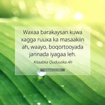 Picture 07 - Matayos 5:3 SOM - Waxaa barakaysan kuwa xagga ruuxa ka masaakiin - Bible Verse Picture