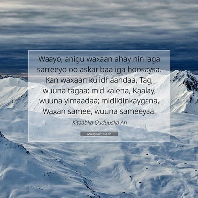 Picture 07 - Matayos 8:9 SOM - Waayo, anigu waxaan ahay nin laga sarreeyo oo - Bible Verse Picture