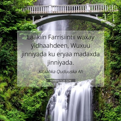Picture 07 - Matayos 9:34 SOM - Laakiin Farrisiintii waxay yidhaahdeen, Wuxuu - Bible Verse Picture