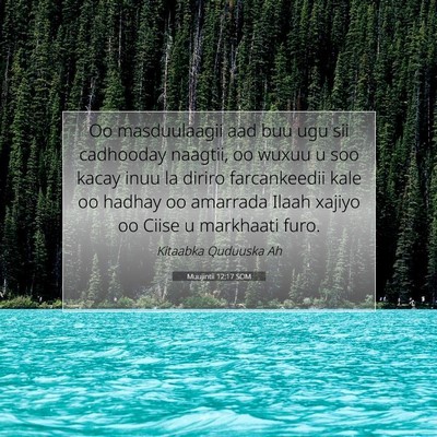 Picture 07 - Muujintii 12:17 SOM - Oo masduulaagii aad buu ugu sii cadhooday - Bible Verse Picture