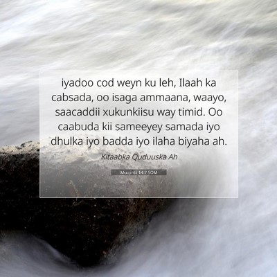 Picture 07 - Muujintii 14:7 SOM - iyadoo cod weyn ku leh, Ilaah ka cabsada, oo - Bible Verse Picture
