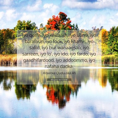 Picture 07 - Muujintii 18:13 SOM - iyo qorfe, iyo xawaash, iyo uunsi, iyo barafuun, - Bible Verse Picture