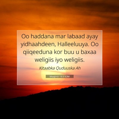 Picture 07 - Muujintii 19:3 SOM - Oo haddana mar labaad ayay yidhaahdeen, - Bible Verse Picture