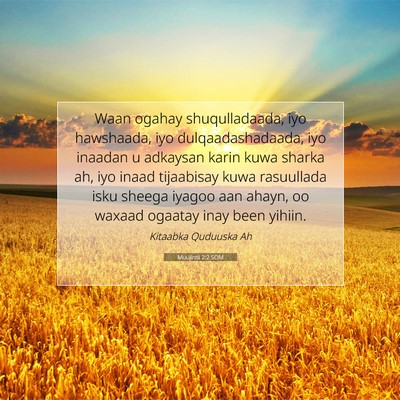 Picture 07 - Muujintii 2:2 SOM - Waan ogahay shuqulladaada, iyo hawshaada, iyo - Bible Verse Picture