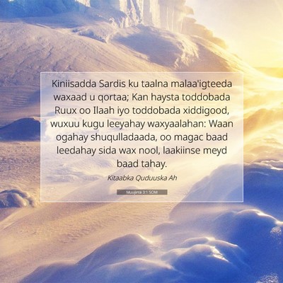 Picture 07 - Muujintii 3:1 SOM - Kiniisadda Sardis ku taalna malaa'igteeda waxaad - Bible Verse Picture