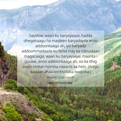 Picture 07 - Nexemyaah 1:11 SOM - Sayidow, waan ku baryayaaye, hadda dhegahaagu ha - Bible Verse Picture